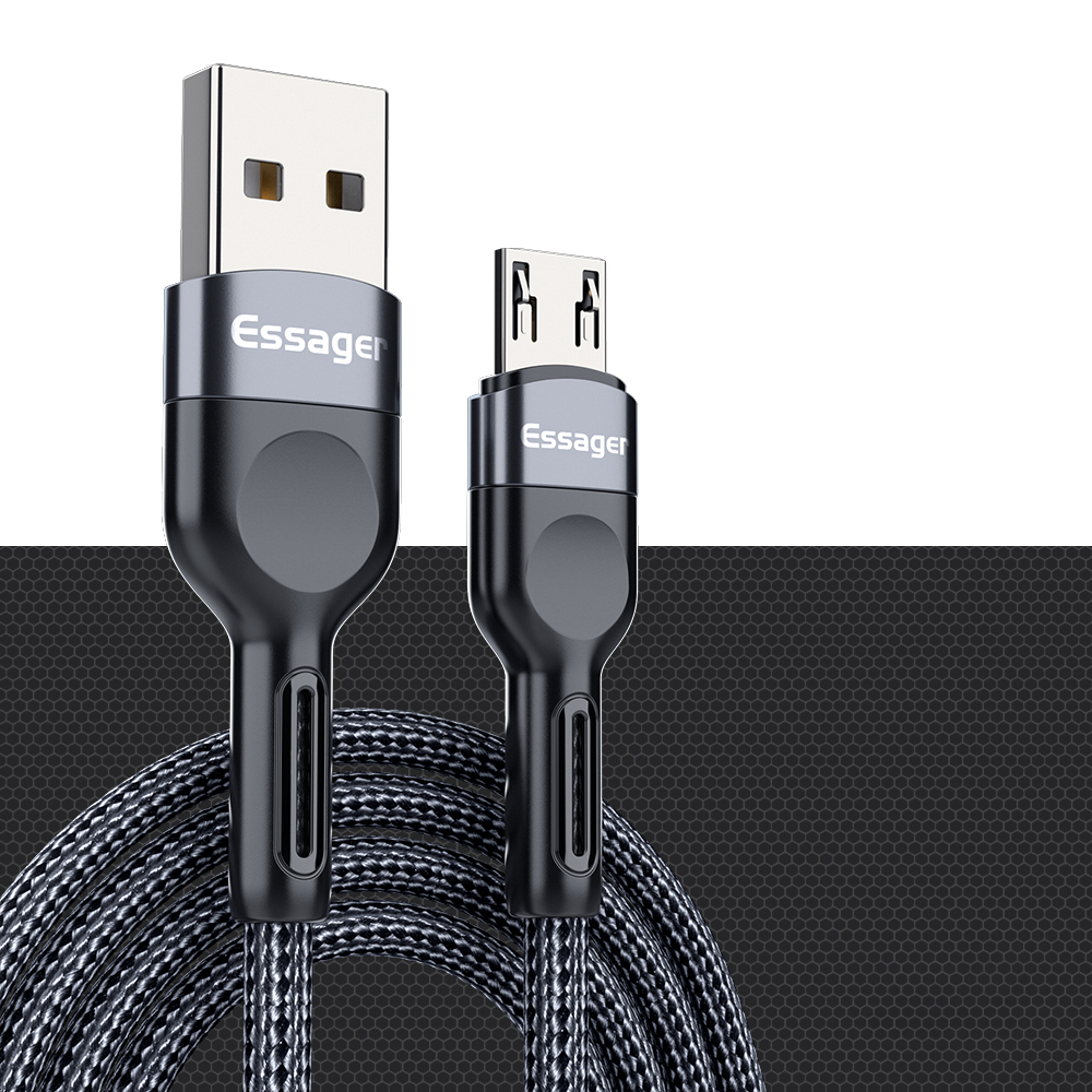 

ESSGAER Braided Wire Micro USB Data Sync Charging Cable, 2M - Grey, Universal