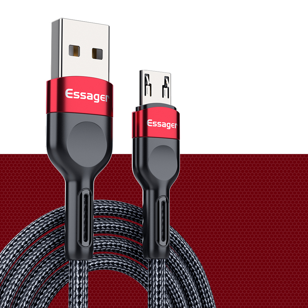 

ESSGAER Braided Wire Micro USB Data Sync Charging Cable, 2M - Red, Universal
