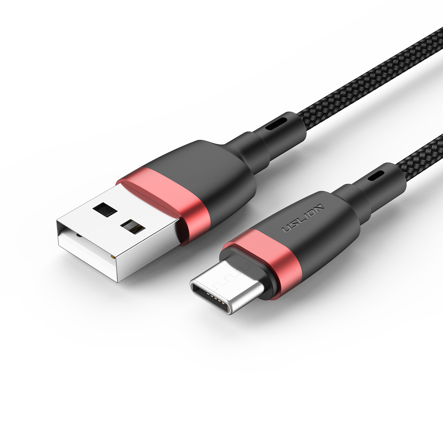 

USLION 1M Type C Data Cable 3A Fast Charging Cord for Huawei Xiaomi - Red, Universal