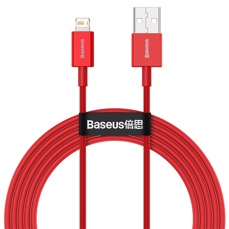 

BASEUS Superior Series Fast Charging Data Cable USB to Lightning 2.4A 2m - Red, Universal