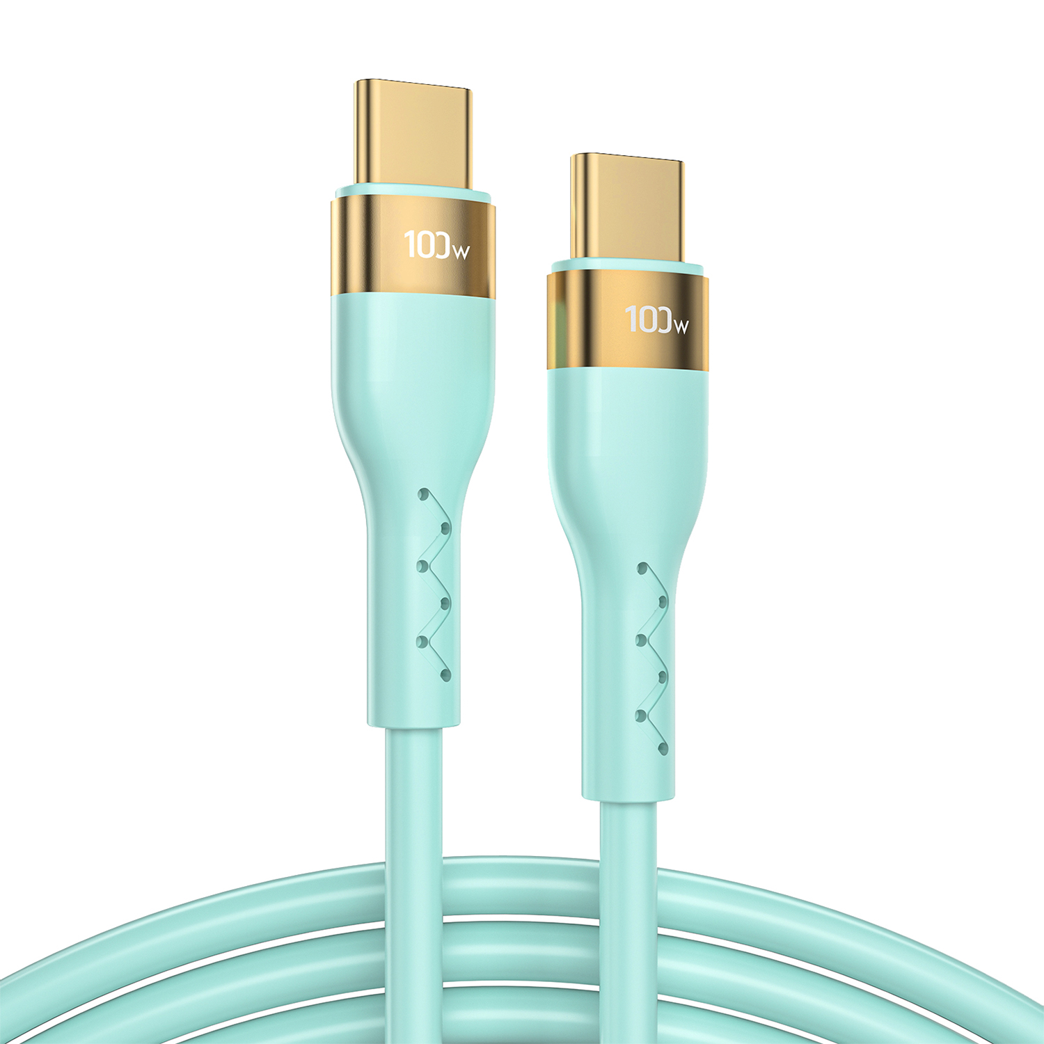 

JOYROOM JR-N18 2m Charger Cable Data Transmission Liquid Silicone Gel Type C Charging Cord 100W Fast Charging Line - Light Green, Universal