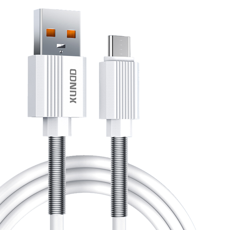 

Xundd XDDC-016 1m Dual Federstecker 2.4A Schnellladungskabeldatenübertragungskabel - USB-A zu Typ-c, Universal