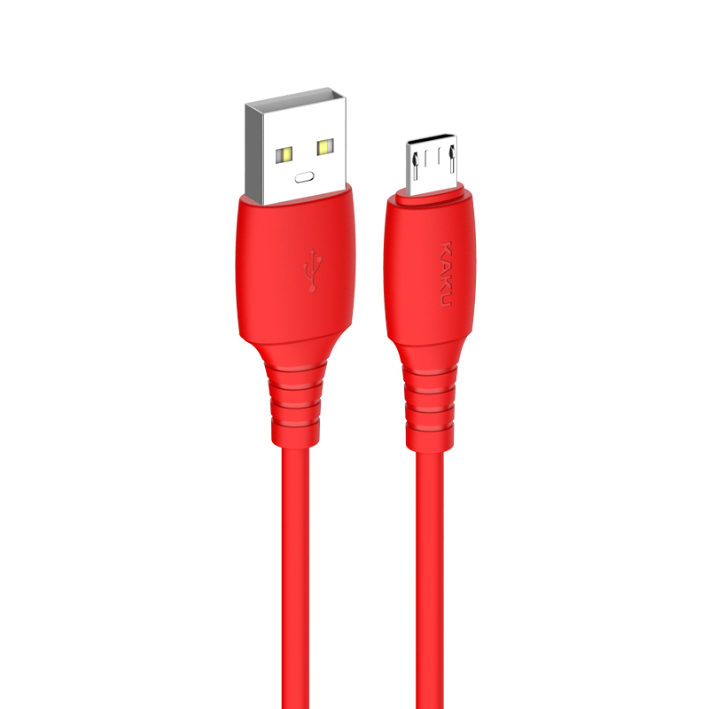 KAKUSIGA KSC-392 1m Kaman Series Data Cable USB-A to Micro Liquid Silicone 3.2A Fast Charging Cord - Red