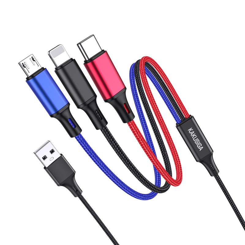 

Kakusiga KSC-804 Xiangyi Series 3-in-1 1,2m 3a Fast Ladekabel Mikro / Typ-c / Blitzdatenkabel Für Iphone, Android, Universal