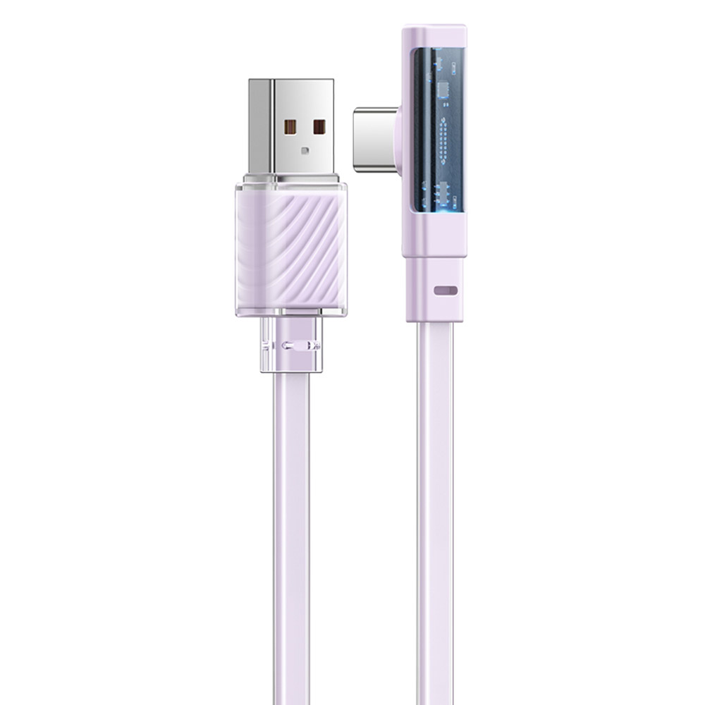 

Mcdodo Ca-342 1,8 m USB-A zu Typ-c 6A Hochstrom Schneller Ladeelbogen Transparentes Datenkabel - Lila, Universal