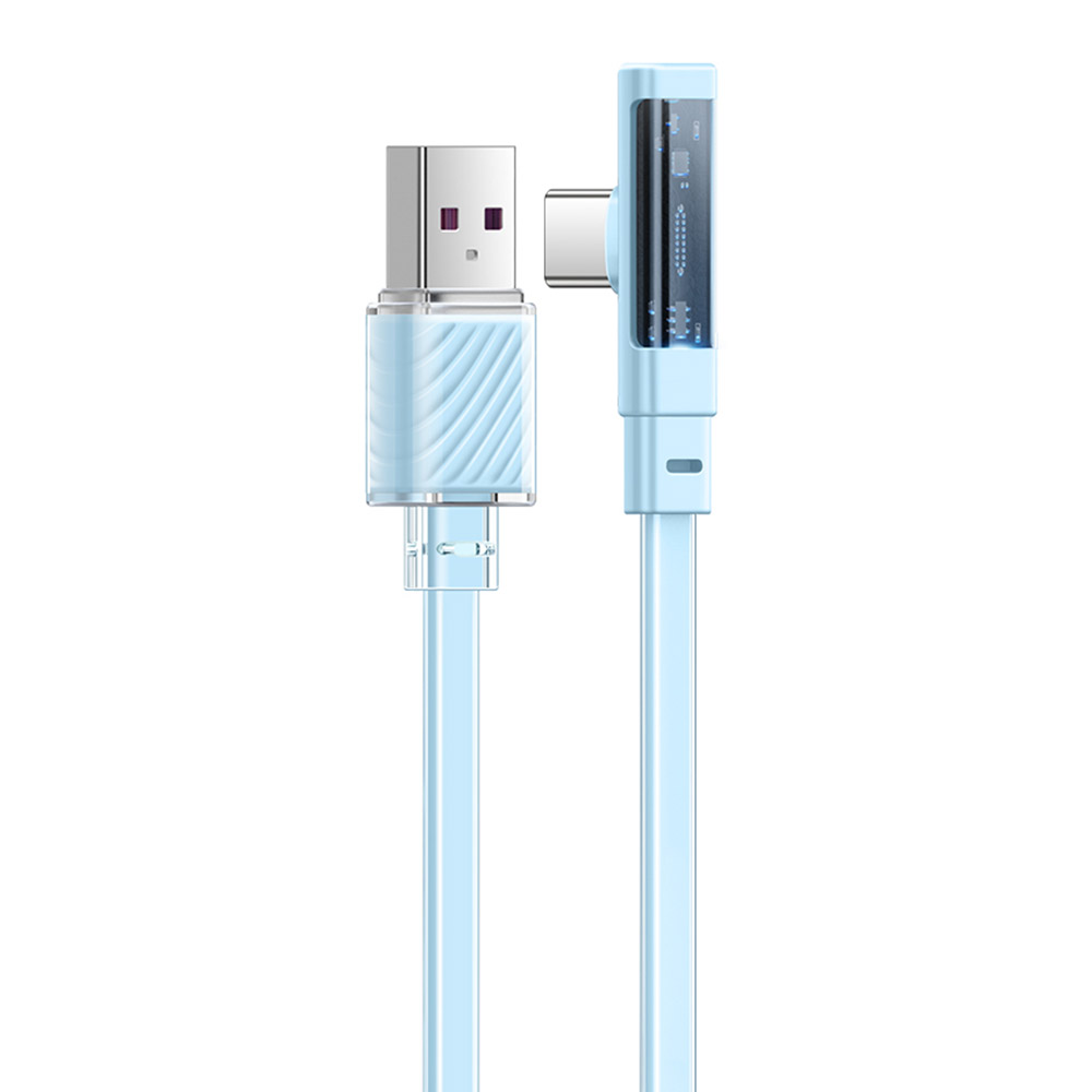 

Mcdodo Ca-342 1,8 m USB-A zu Typ-c 6A Hochstrom Schneller Ladeelbogen Transparentes Datenkabel - Blau, Universal
