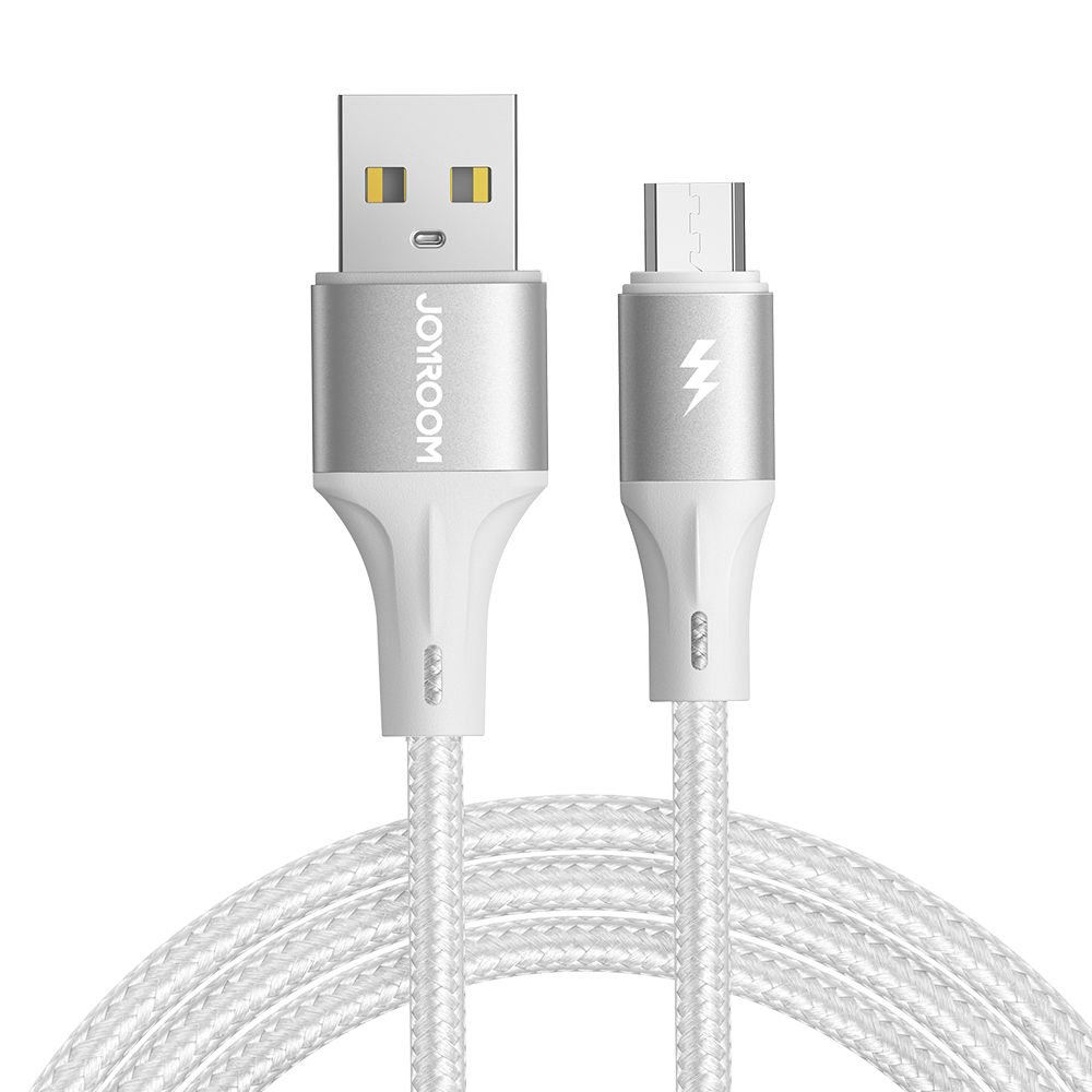 

Joyroom SA25-AM3 Светло Скорость Серии 1,2 м 3A USB-A до Микропрохожного Кабеля. Нейлоновый Плетенный Шнур - Белый, Universal