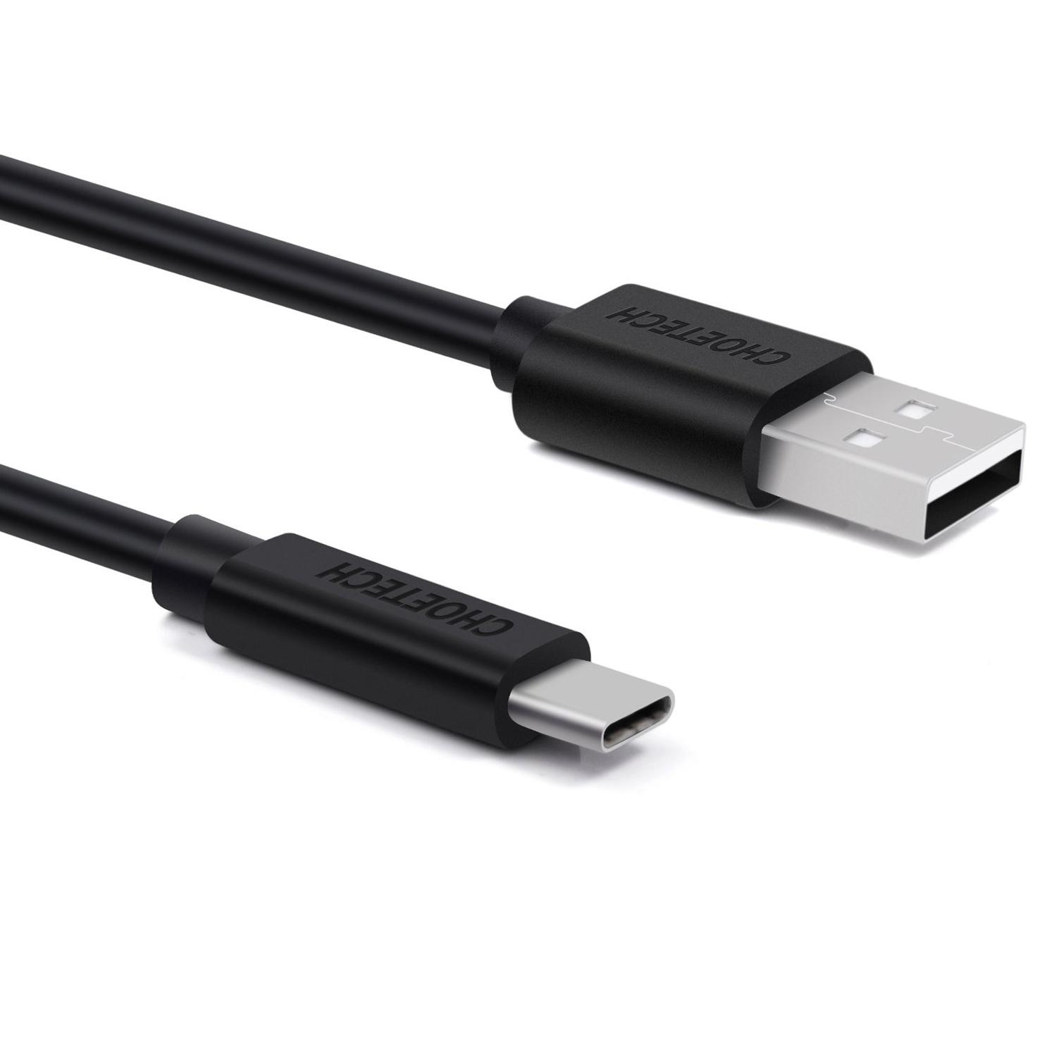 

Choetech AC0001 1m USB-A zu Typ-c 2.4A Ladungskabel Runde Pvc-telefondatenkabel - Schwarz, Universal