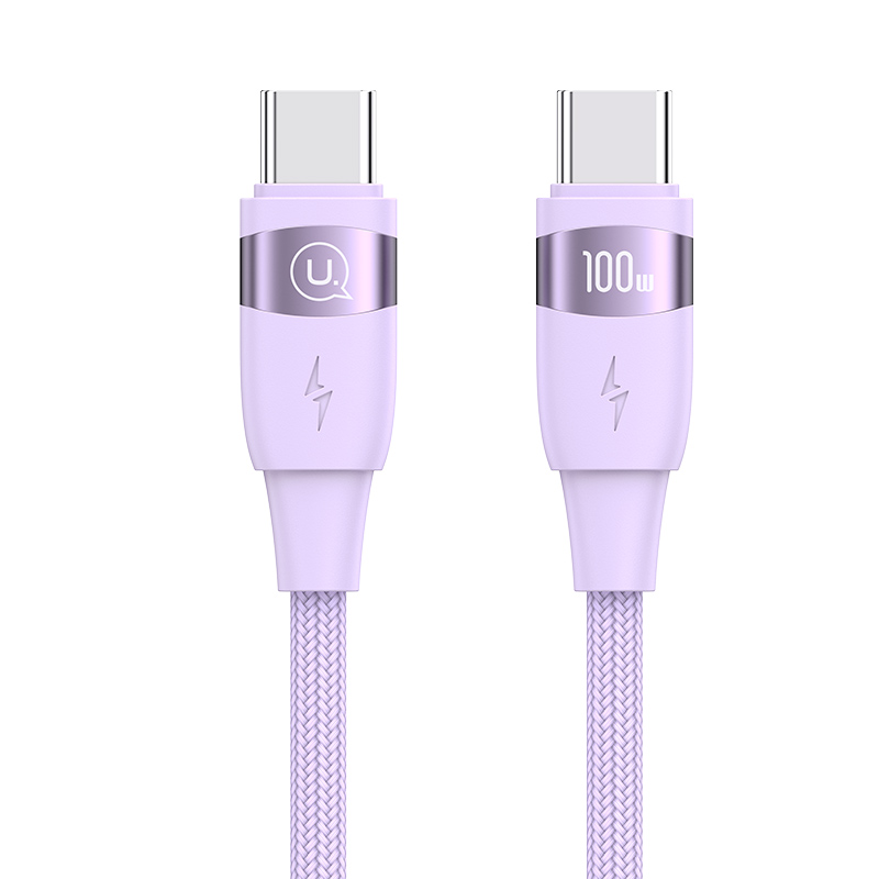 

USAMS US-SJ633 U85 2m Type-c Tos Type-c Плетеное Кабель PD 100 вт Быстрая Зарядка 480 Мбит / с Трансмиссии Данных Передачи Данных - Фиолетовый, Universal