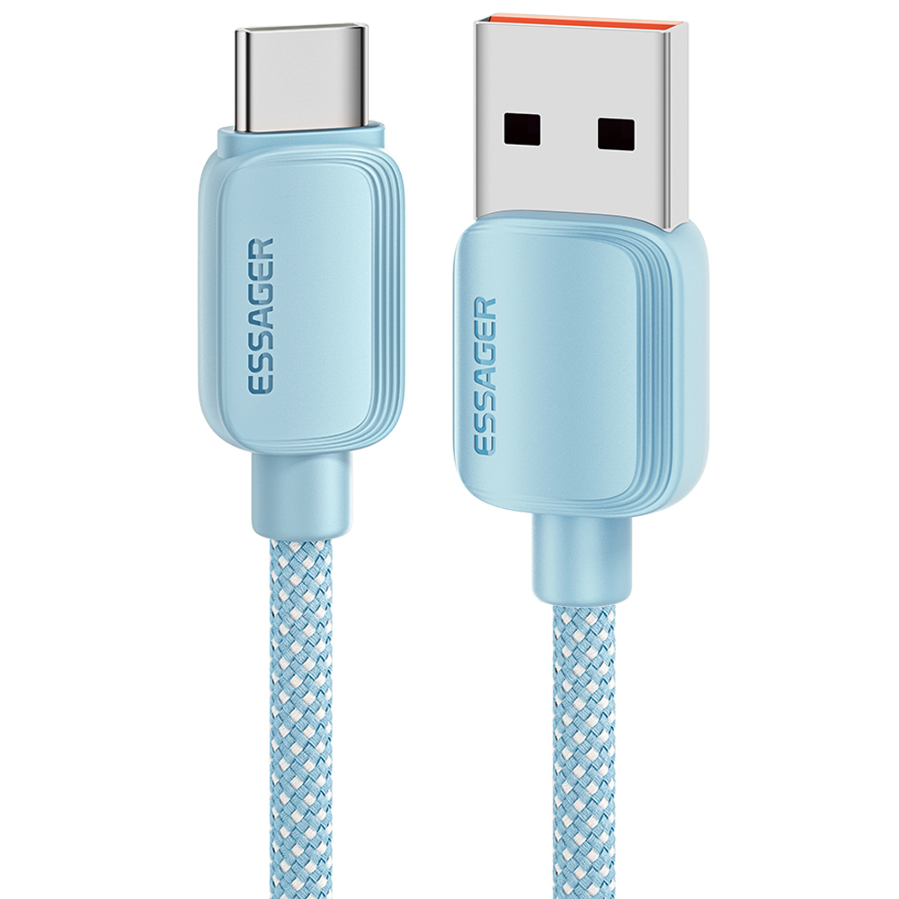 ESSAGER 2m A-C 7A 100W USB-A to Type-C Cable Fast Charging Data Cord - Blue