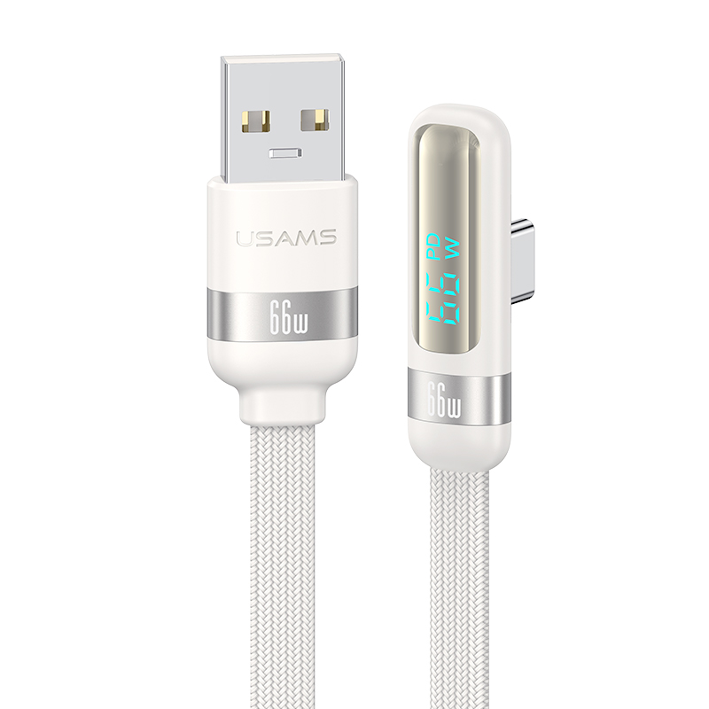 

USAMS Wind Series US-SJ651 1,2 м USB-A до Типа c Правоугловой Кабель Обработки Данных. - Бежевый, Universal