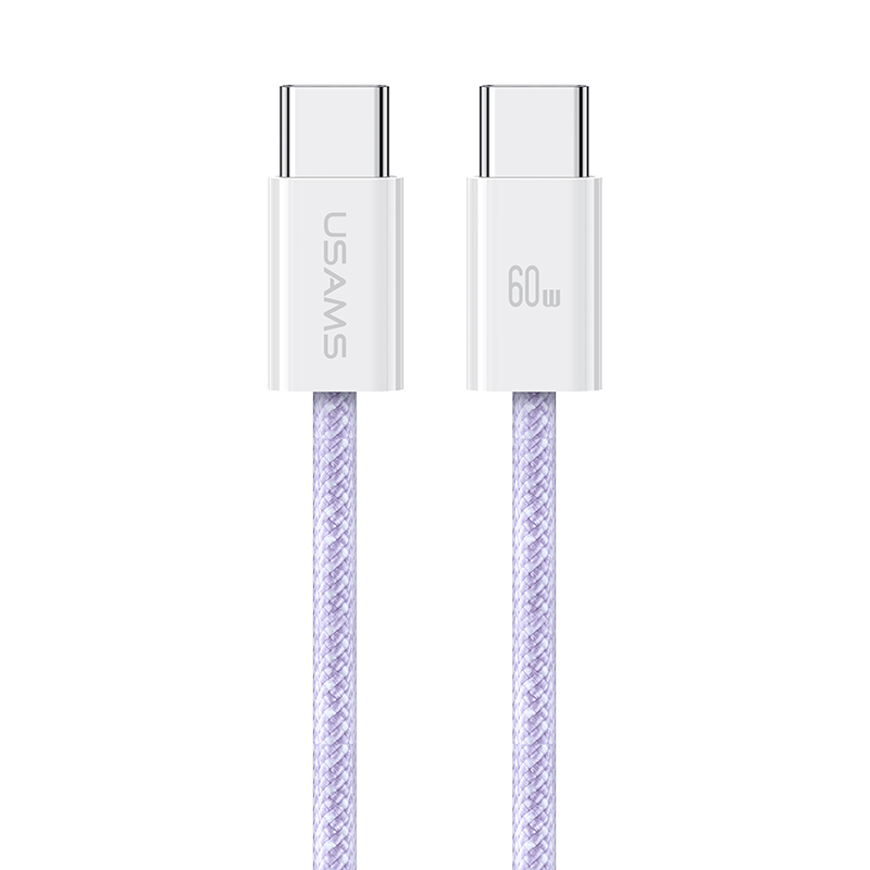 

USAMS US-SJ656 U86 1.2m PD 60W Fast Charging Cable Type-C to Type-C Rainbow Braided Cord - Purple, Universal