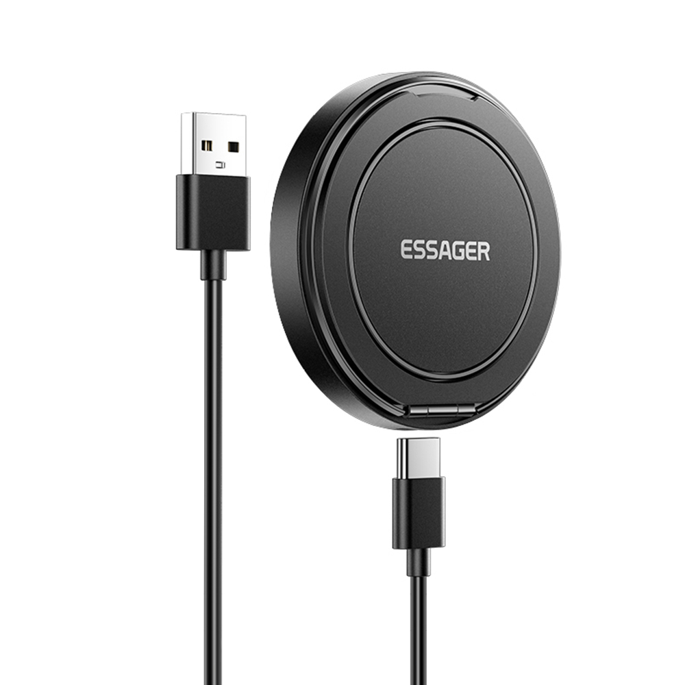 ESSAGER ES-WC18 Magnetic Wireless Charger with Stand Holder 15W Fast Charging For iOS / Android Smartphones