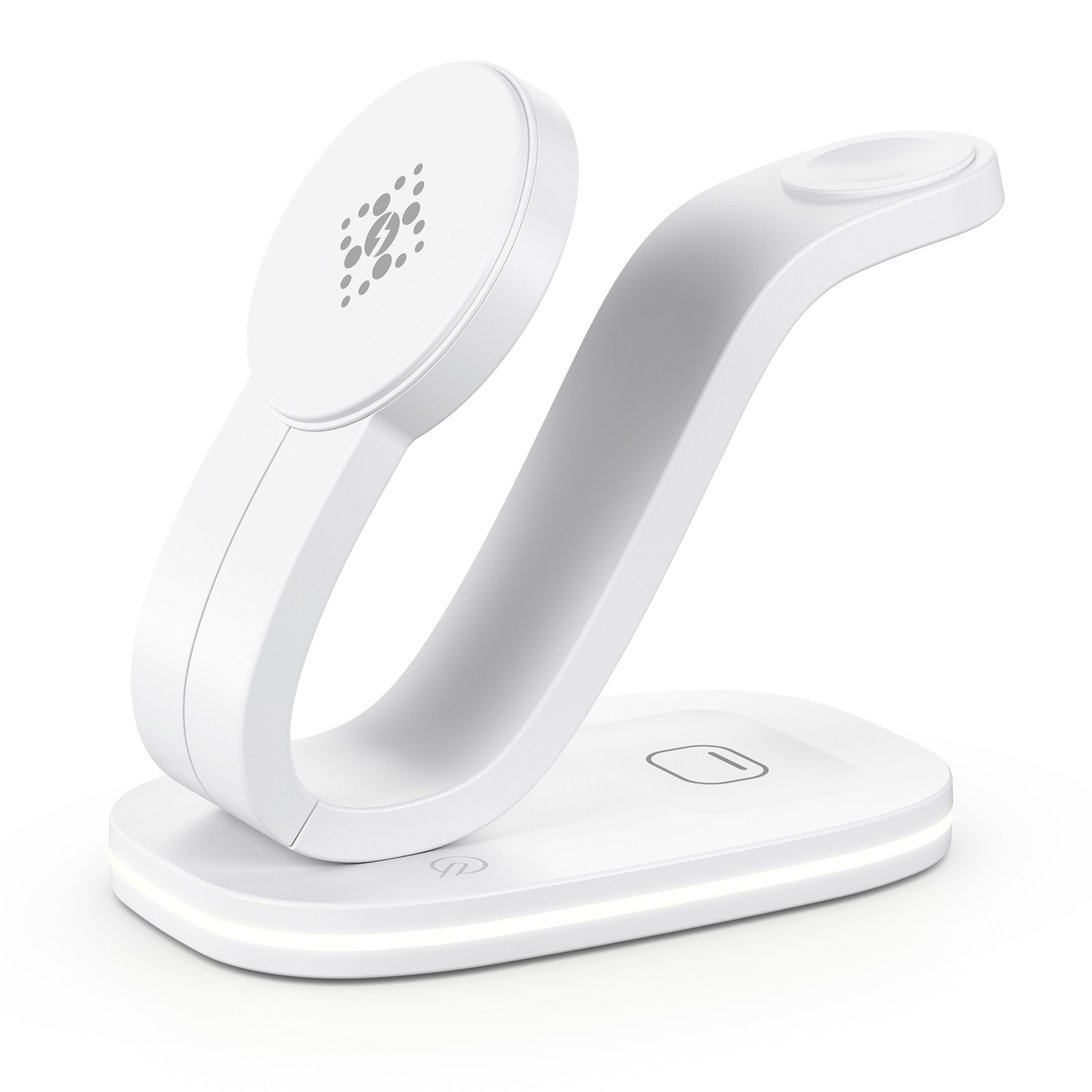 B-28 Multifunction 15W Wireless Charger with Night Light for Phone Watch Earbuds, Standard Version - White