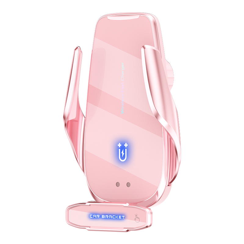 

Q9 Car Air Entlüftungsclip 15W Wireless Ladegerät Touch Erkennung 360 Grad Rotierender Mobiltelefonhalterung - Rosa, Universal