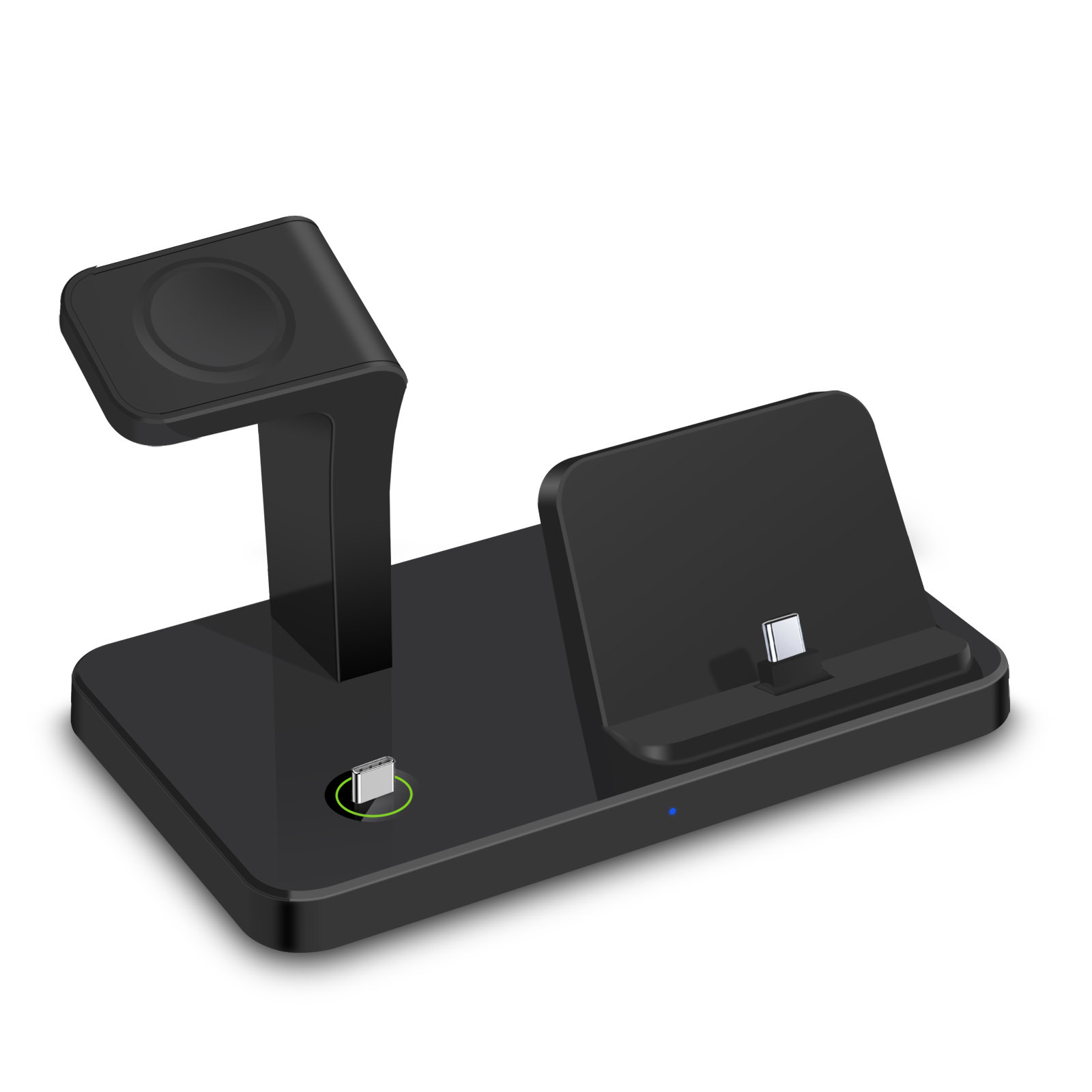 

3-in-1 Vertikaler Ladeständer Für Samsung Phone Headset ABS Ladeklammer Uhren-ladegerät - Schwarz, Universal