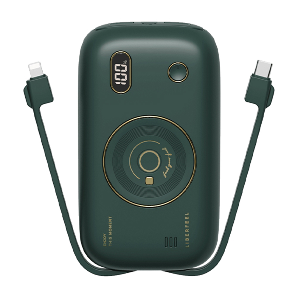 

Liberfeel T52 20000mah Power Bank Mini Tragbares Ladegerät Telefon Zurück Integrierte Kabel - Grün, Universal