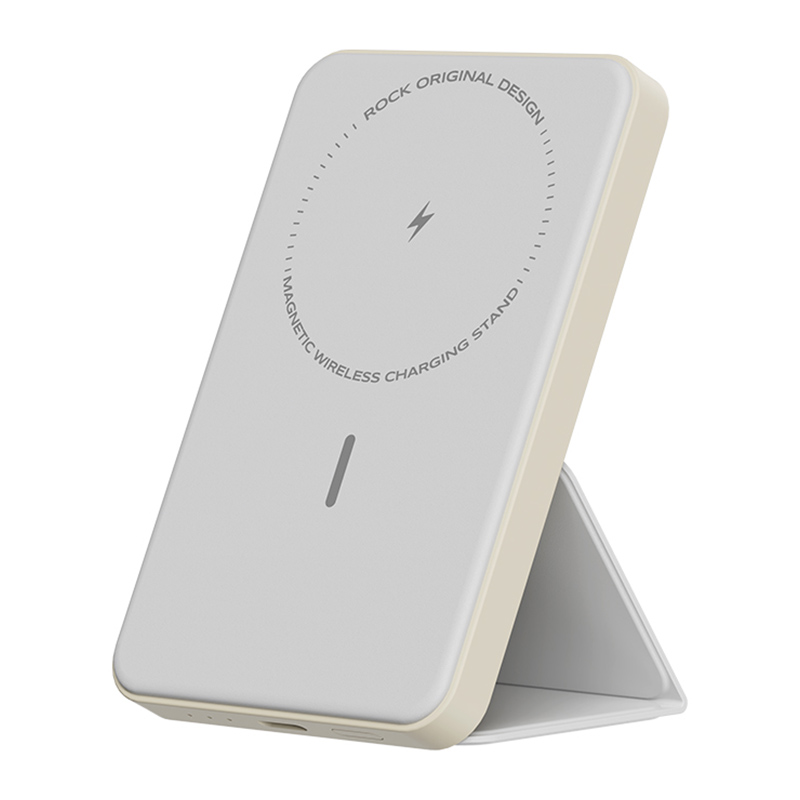 

Rock P83 Magnetic Power Bank 5000mah Wireless Telefon Ladegerät External Batterie Mit Stand - Weiss, Universal