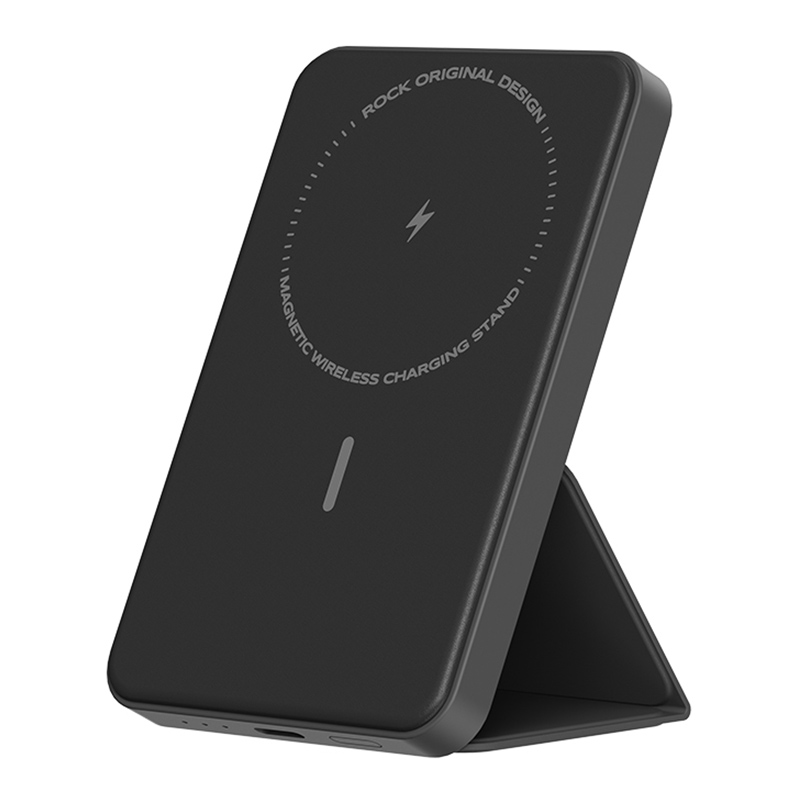 

Rock P83 Magnetic Power Bank 5000mah Wireless Telefon Ladegerät External Batterie Mit Stand - Schwarz, Universal