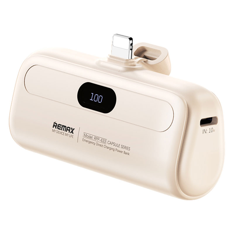 REMAX RPP-633 Capsule Series 2A iP Port 5000mAh Power Bank Emergency Direct Charge Phone Charger - White