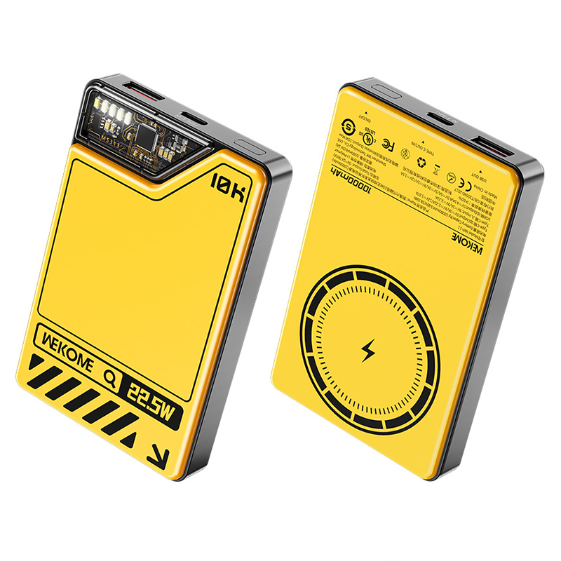 WEKOME WP-11 Vanguard Series Cen6 15W Magnetic Power Bank 10000mAh Wireless Portable Battery Pack - Yellow