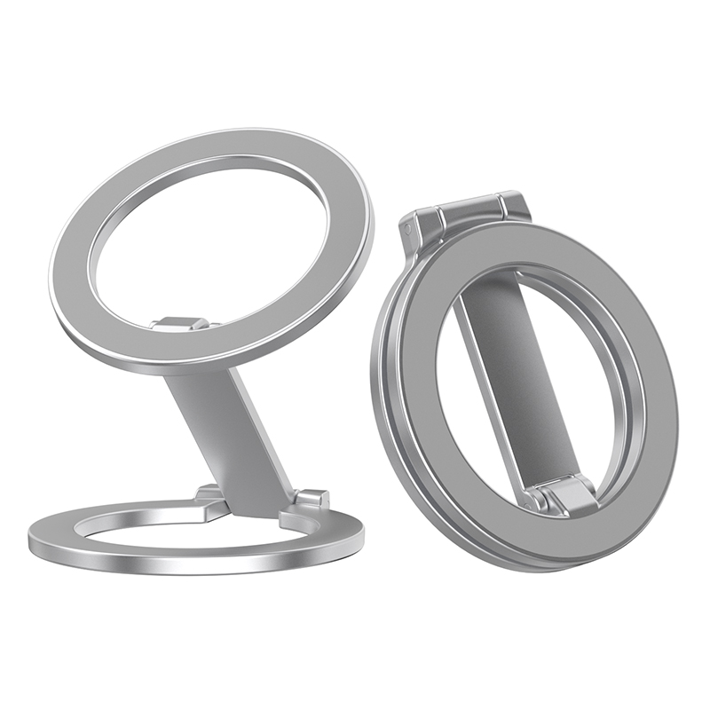 Alloy Folding Phone Holder Magnetic Car Desktop Phone Bracket With Iron Pad - Silver