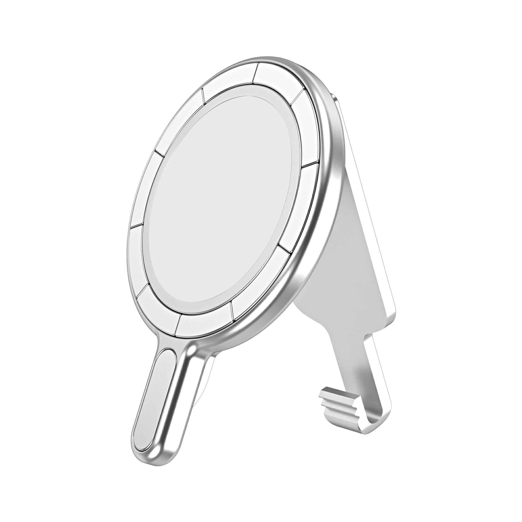 Universal Magnetic Phone Stand Anti Drop Waist Clip Bracket for Desktop / Computer Mount - Electroplated Silver