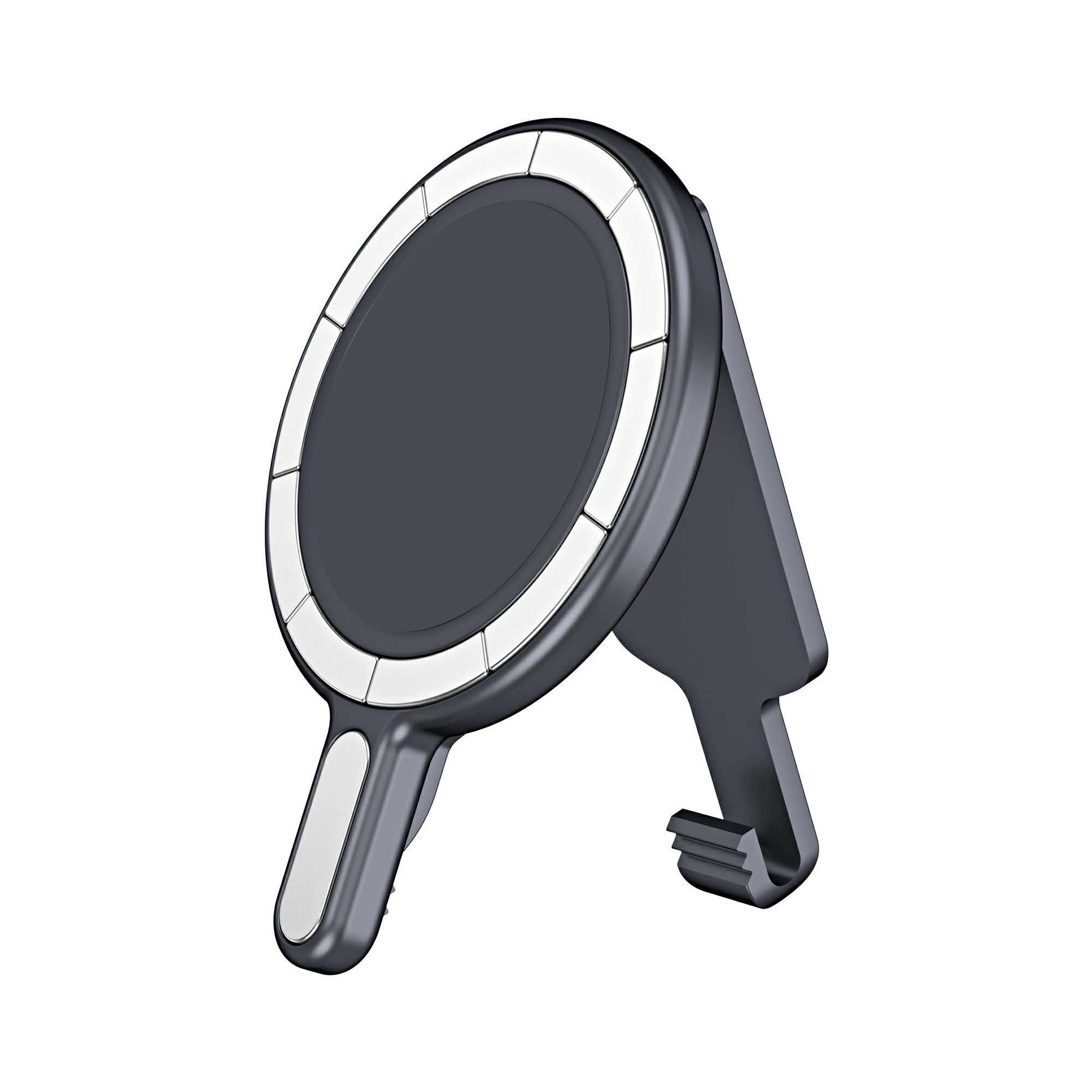 Universal Magnetic Phone Stand Anti Drop Waist Clip Bracket for Desktop / Computer Mount - Electroplated Grey