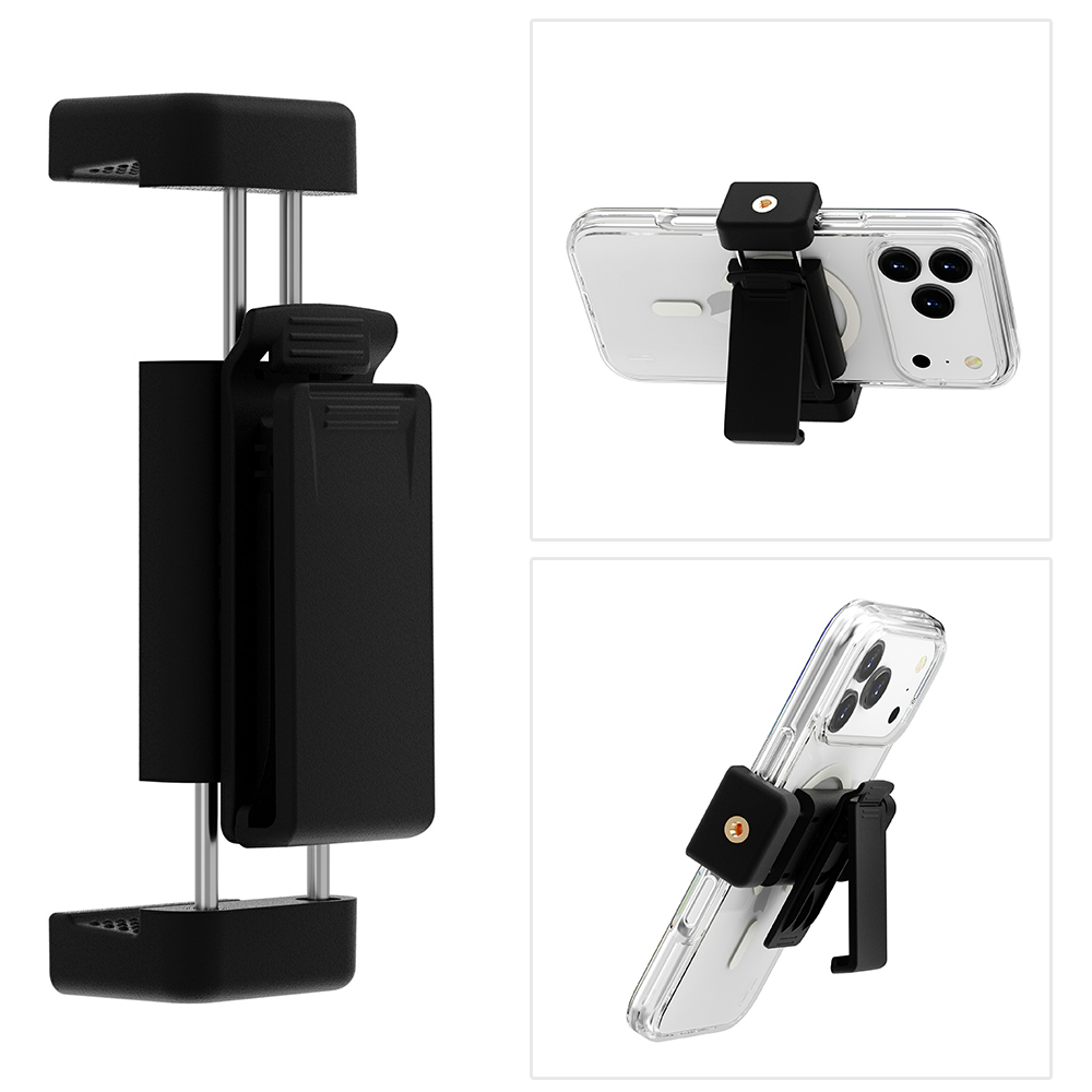 Universal 360° Rotating Phone Holder Men Waist Clip Phone Stand Adjustable Clamping Range 5.8-9.5cm - Black
