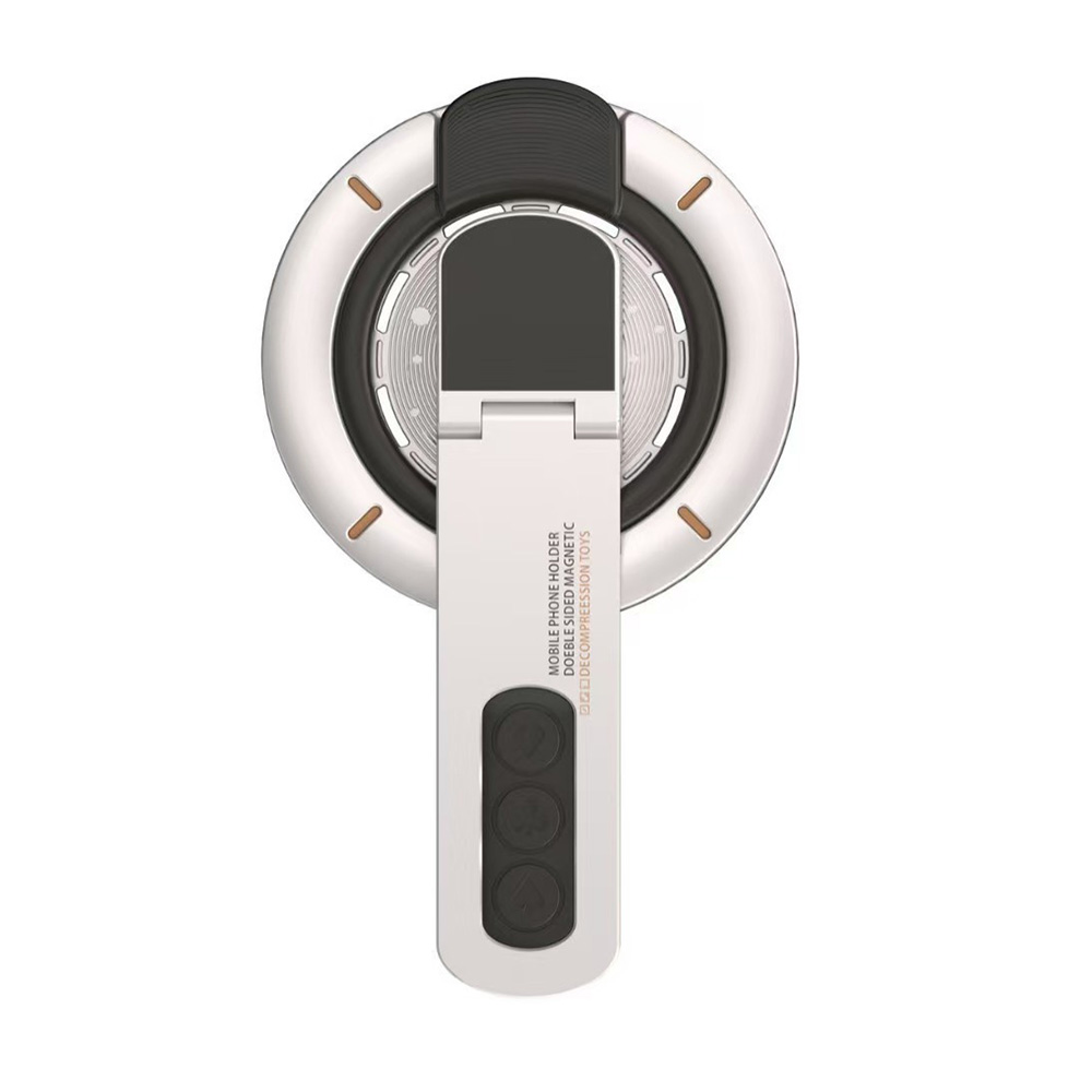 Dual Sided Magnetic Phone Stand Glow In The Dark 360 Degree Rotating Silicone Ring Holder - White
