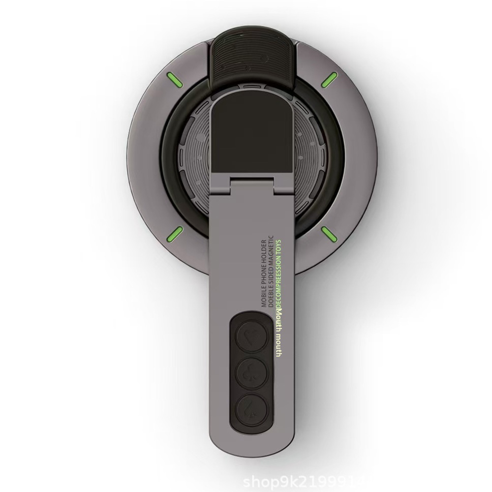 Dual Sided Magnetic Phone Stand Glow In The Dark 360 Degree Rotating Silicone Ring Holder - Gray