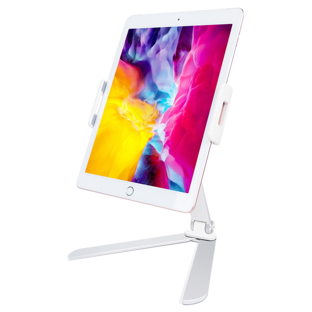MT137 Foldable Phone Stand Aluminum Alloy + ABS Adjustable Angle Tablet Brakcet for 4-12 Inch Devices - Silver