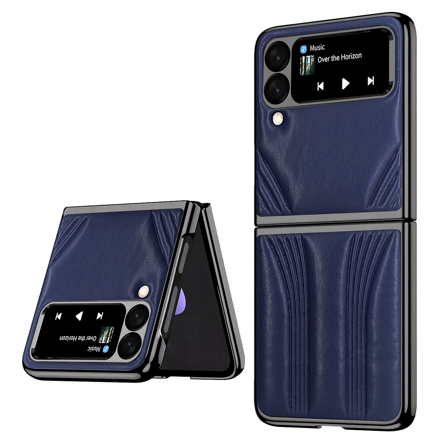

Для Samsung Galaxy Z Flip3 5G PU Кожаная Покрытая на Кожаной Палату Корпус Против Slip Shock-resection Cover Cover - Синий, Samsung Galaxy Z Flip3 5G