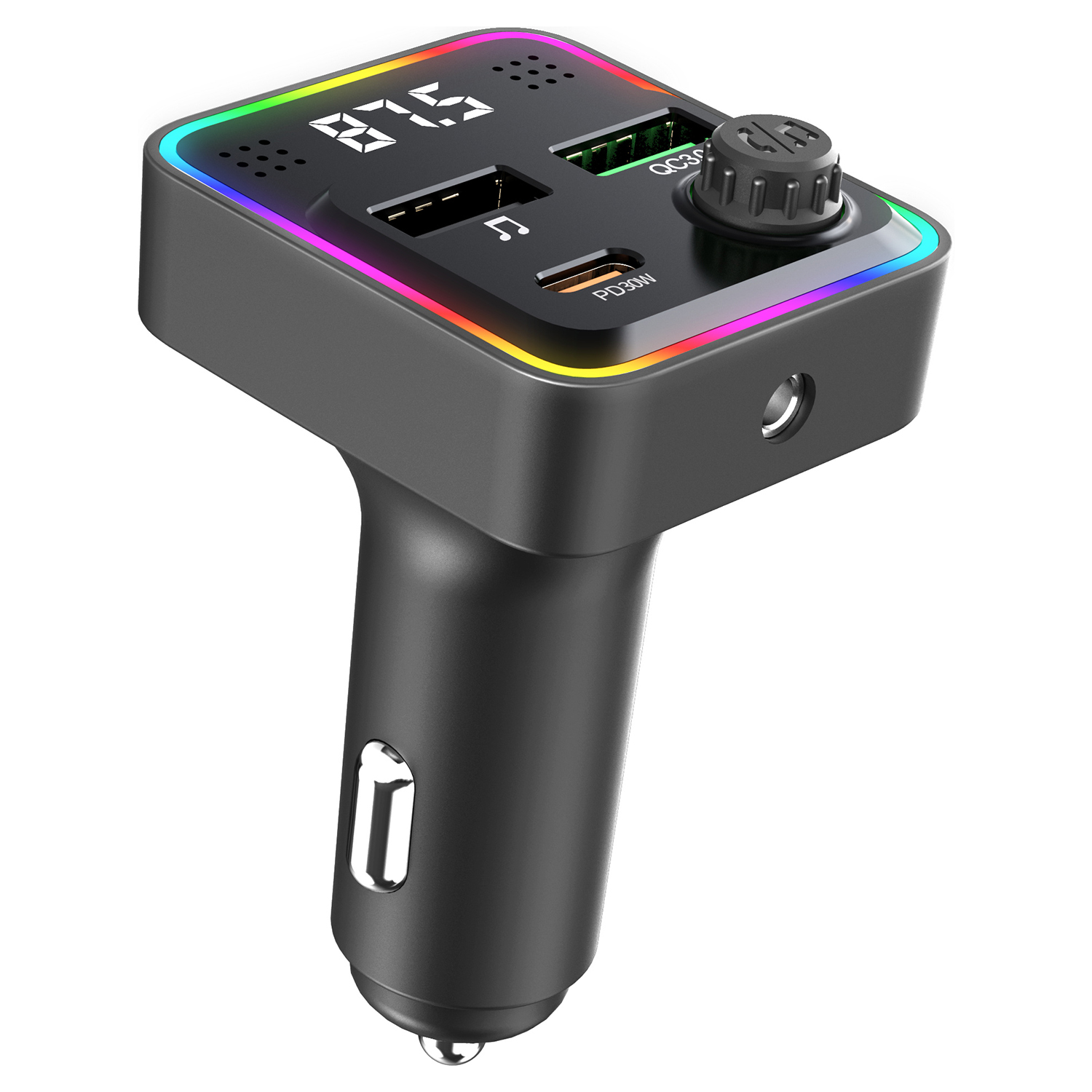 C71 Bluetooth-compatible Car Charger 3-in-1 PD 30W Cigarette Lighter Charger Adapter with FM Transmitter