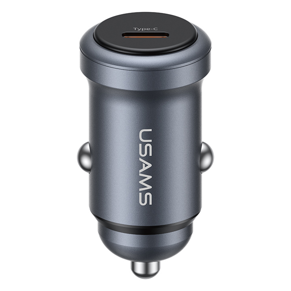 USAMS CC321 Car Charger PD 30W Fast Charging Single Port Aluminum Alloy Mini Cigarette Lighter Charger for Vehicle
