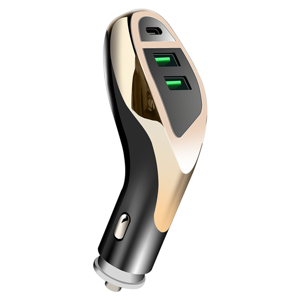 

Type-C PD + Dual QC3.0 USB Car Charger Fast Car Mobile Phone Charger - Gold, iPhone 12 mini