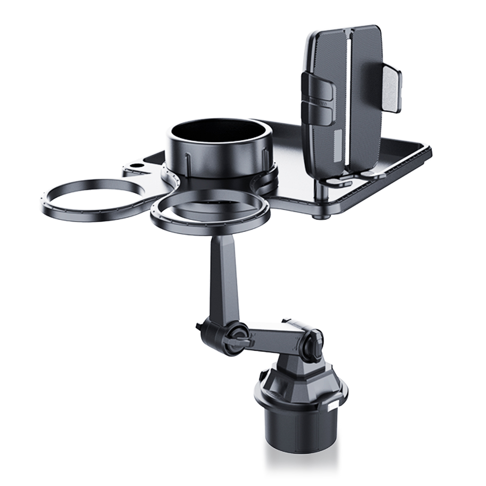 CP252 Multifunction Car Cell Phone Mount Bracket Food Tray with Dual Rotatable Cup Holder