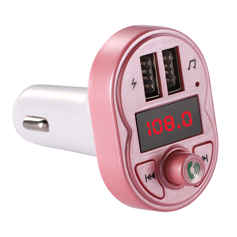 

A3 Intelligent Bluetooth 5.0 Auto Ladegerät LED Display Auto Ladegerät MP3 Player Support U Disk Diskplatte / TF -kartenwiedergabe - Rosa