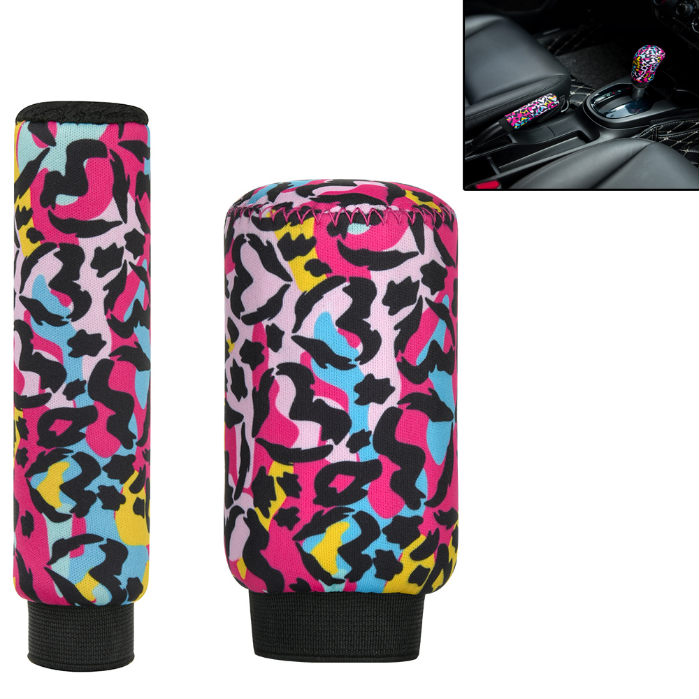 

Neopren-Auto-Gang-Umschaltknopf Handbremsbremsabdeckungshülse Auto Dekor - Colorized Leopard.