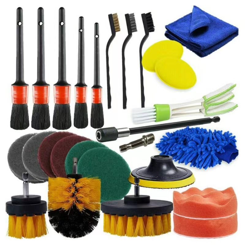 

27pcs / Set Car Cleaning Tuch Wäsche Fäher Elektrischer Bohrer