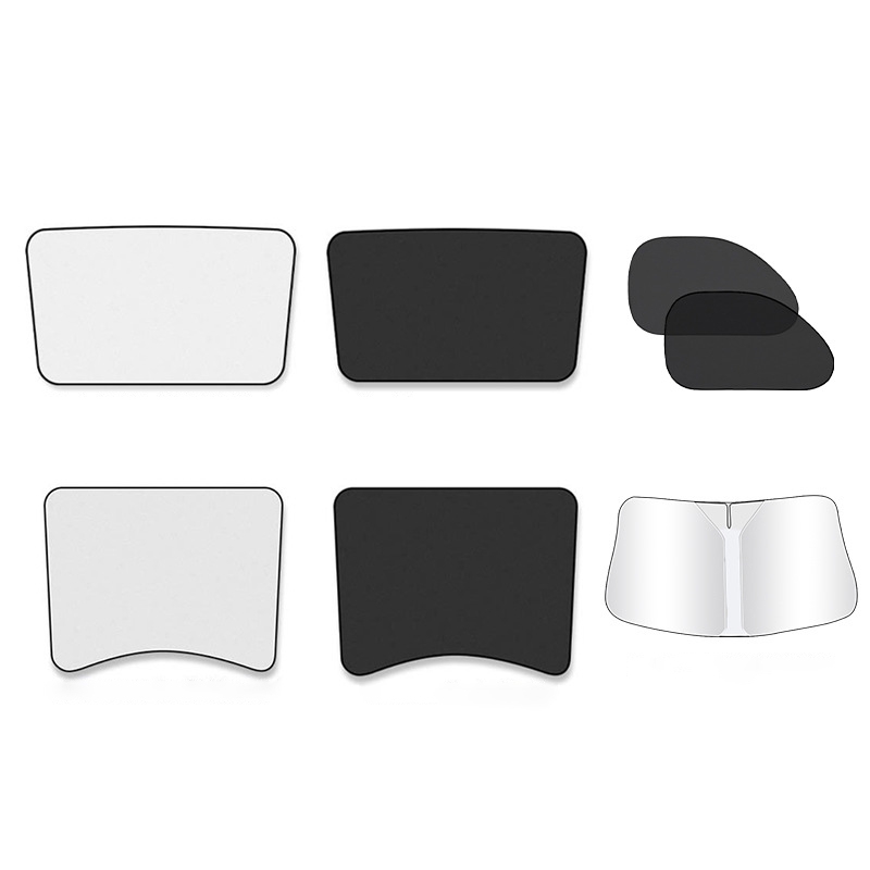 

12409 Autoklappscheibe Sonnenschutz Für Modell 3 Sonnenschutz Mit Vorne / Hinteres Schiebedach + Silberbeschichtete + Seitenfensterabdeckung (luxusversion) - Schwarz