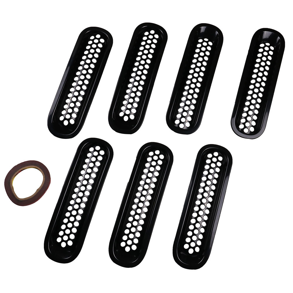 

7pcs Für Jeep Wrangler JK 2007-2017 Auto Frontgrill Grill Mesh Inserts Guards Net