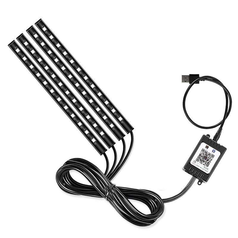 

E8U48 Bluetooth Buntes Lichtbalken 5V USB -auto Dekorative Streifenleuchte -app -steuerung 48LED Umgebungslicht