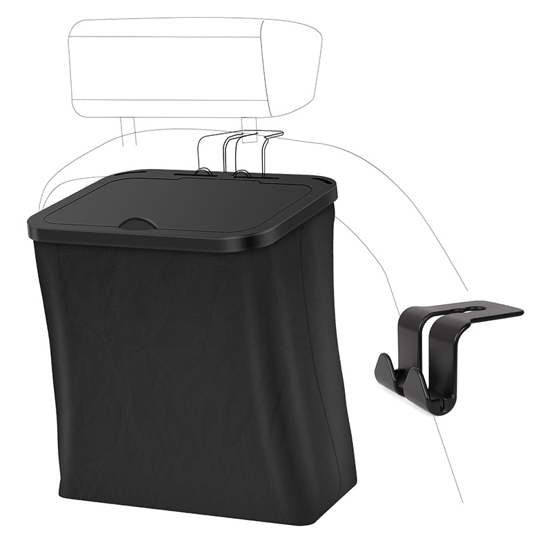 

MRLAN MR-668 Corbelle Pliable Poubelle en Cuir Déchets à Épuisement en Cuir Peut Auto
