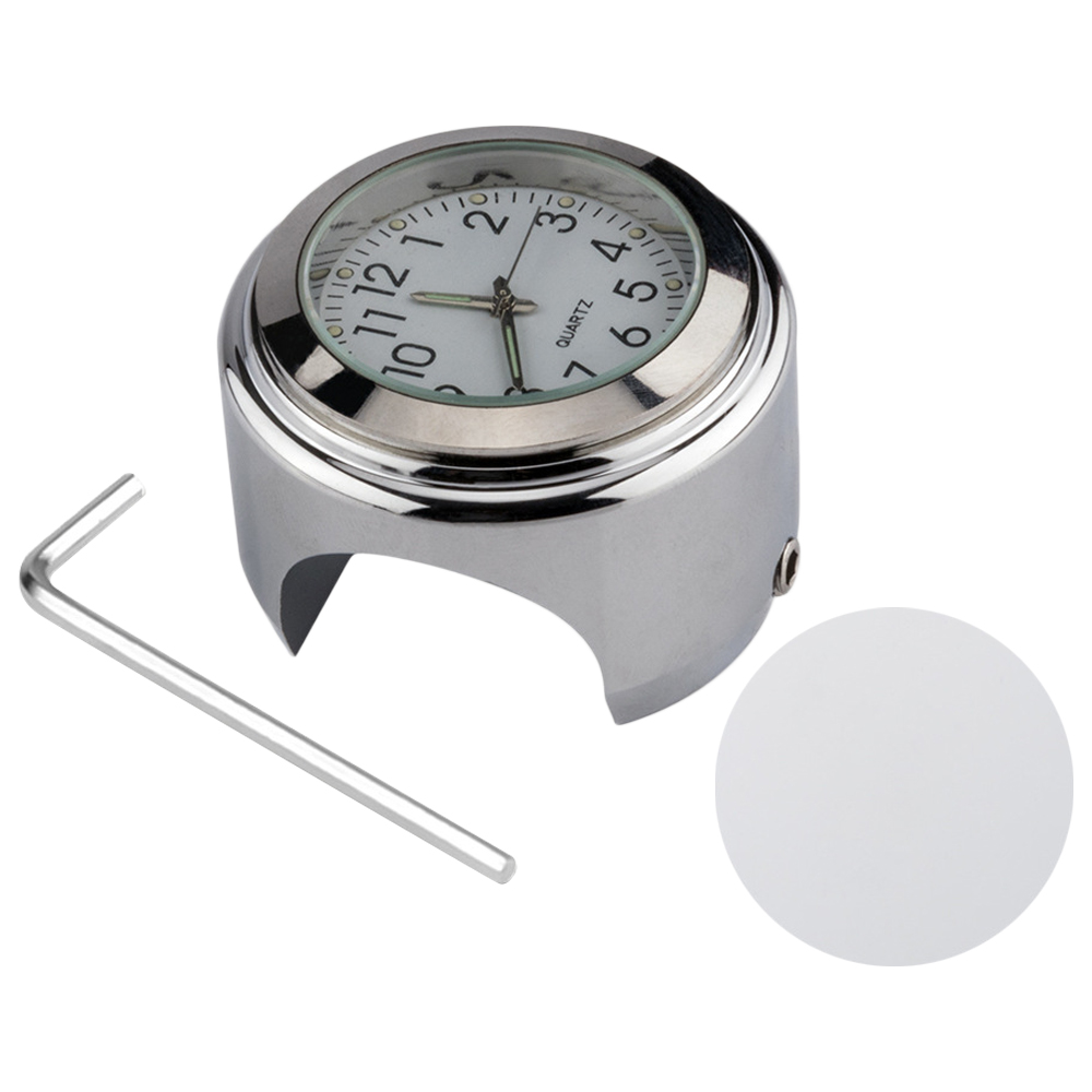 

Aluminiumlegierung Motorradfahrraduhr 22-25,4 mm Lenkeluhr / Thermometer - Uhr / Silberschale Weißes Zifferblatt