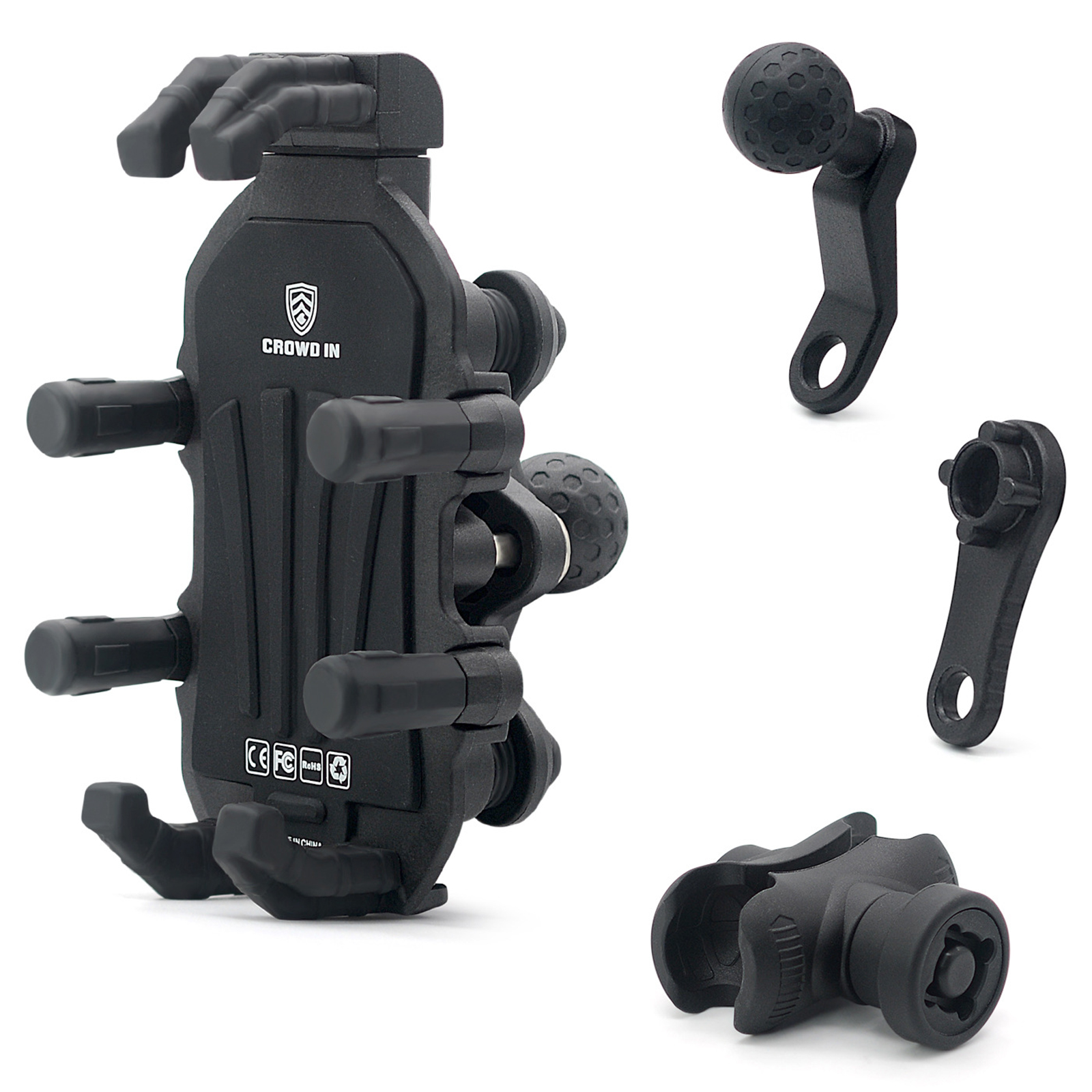 WUPP CS-1990D1 Anti-theft Motorcycle Phone Holder Rearview Mirror Aluminum Alloy Phone Mount Clamp