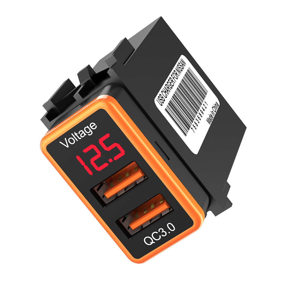 

USB QC3.0 Dual Port Tension Display Charger Charger Pobite Adaptateur de Charge de Téléphone Rapide Pour Nissan