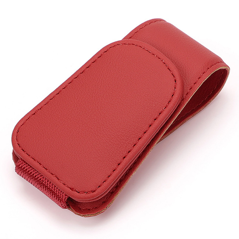 

Magnetische Auto Sonnenvisier Brille Halter Mikrofaser -leder Sonnenbrille Kartenclip Lagerstange - Rot