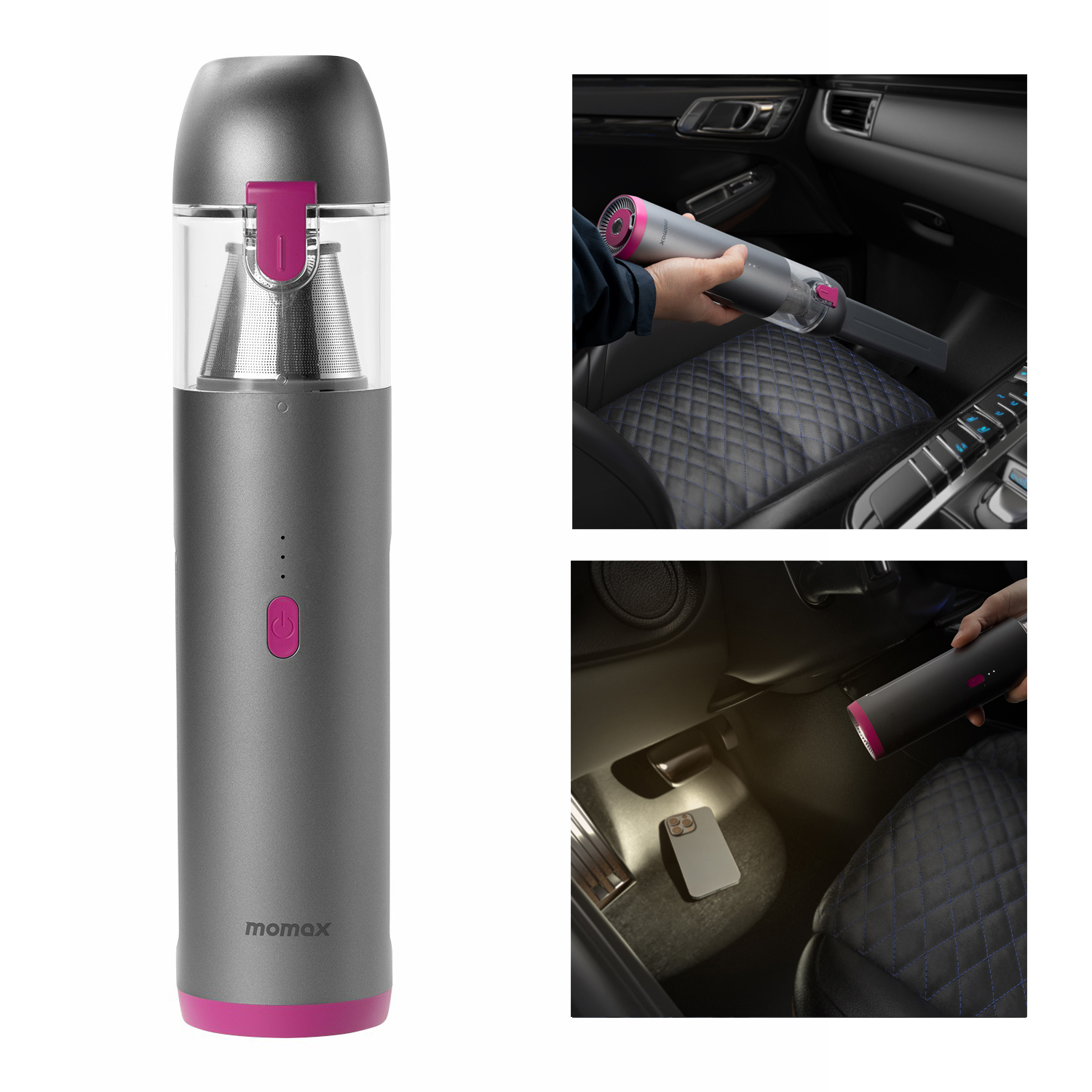 

Momax Micro Cleanse Mini Vakuumreiniger Kordloses Handheld -auto Reiniger Tragbares Heimbüro Hochleistungs 6000 pa Reinigungswerkzeug - Dunkelgrau