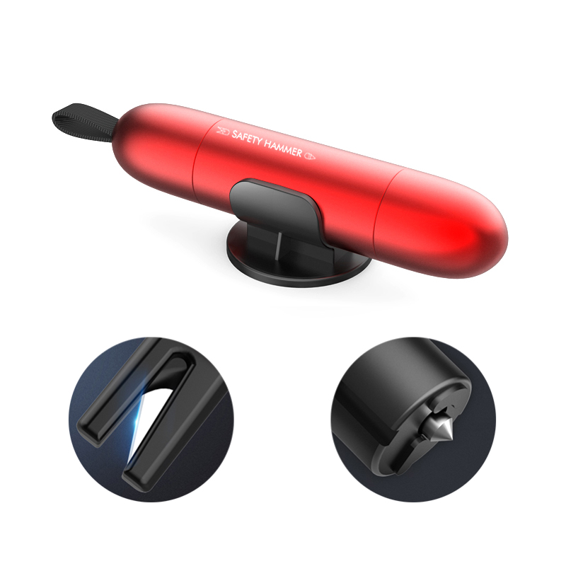 

2 In 1 Mini Safety Hammer Notfallfenster Glasbrecher Multifunktions-Sicherheitsgurtschneider Portable Escape-Escape-Tool Für Auto - Rot